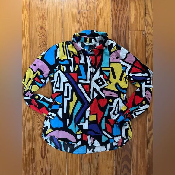 Big Dart Multicolored Button-down Top - Picture 3 of 7